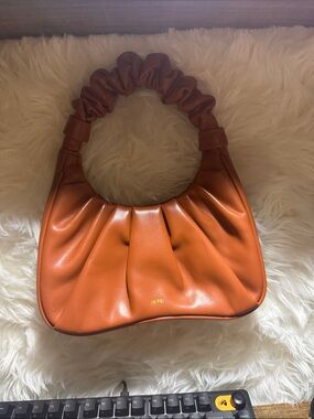 JW PEI Cognac Ruched Handle Shoulder Bag